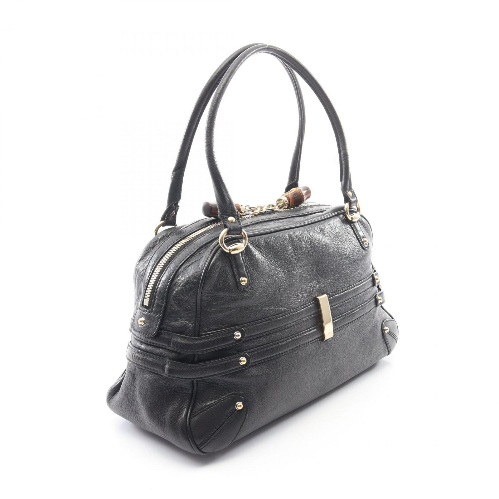 Gucci Bamboo Horsebit Black Leather Shoulder — view 2