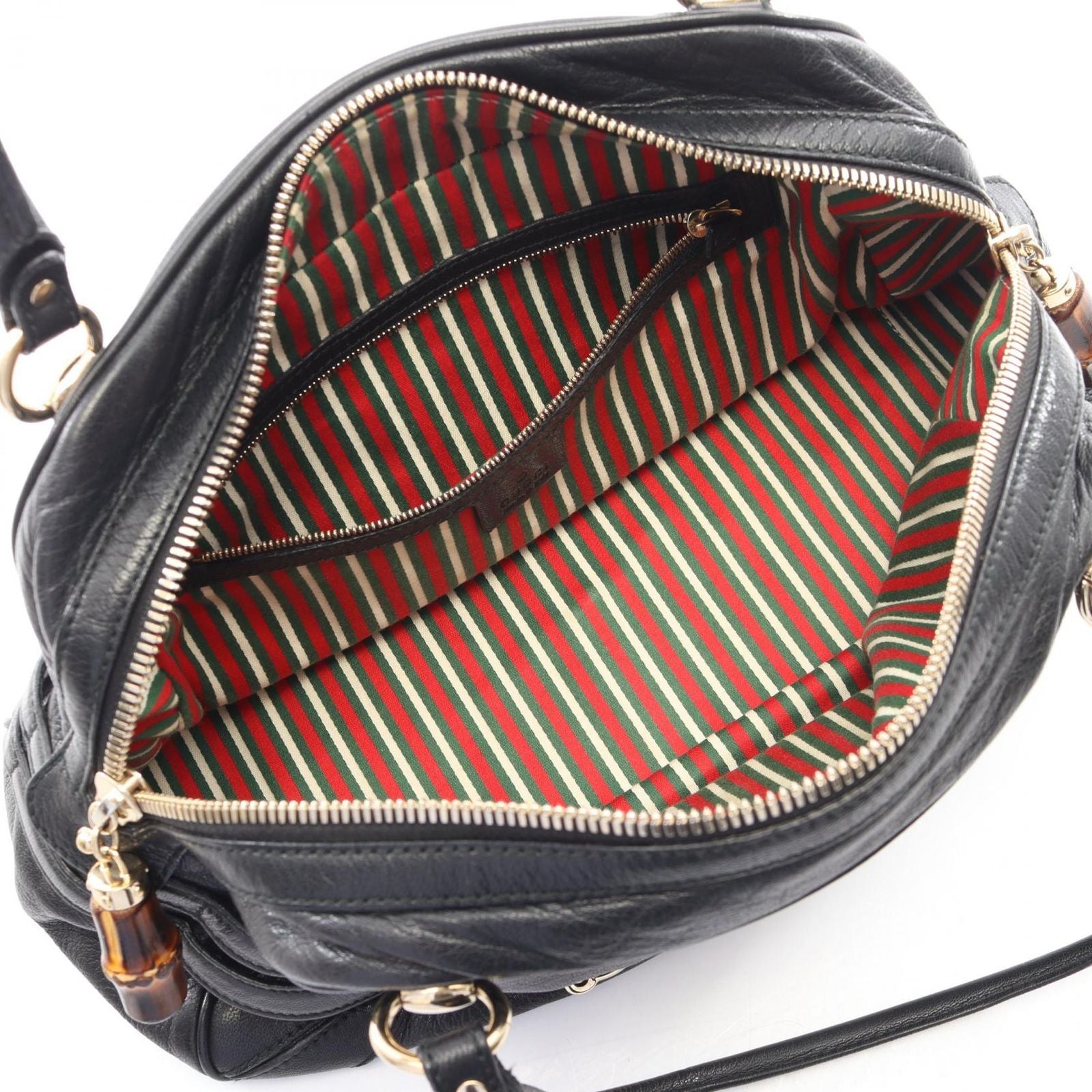 Gucci Bamboo Horsebit Black Leather Shoulder — view 3