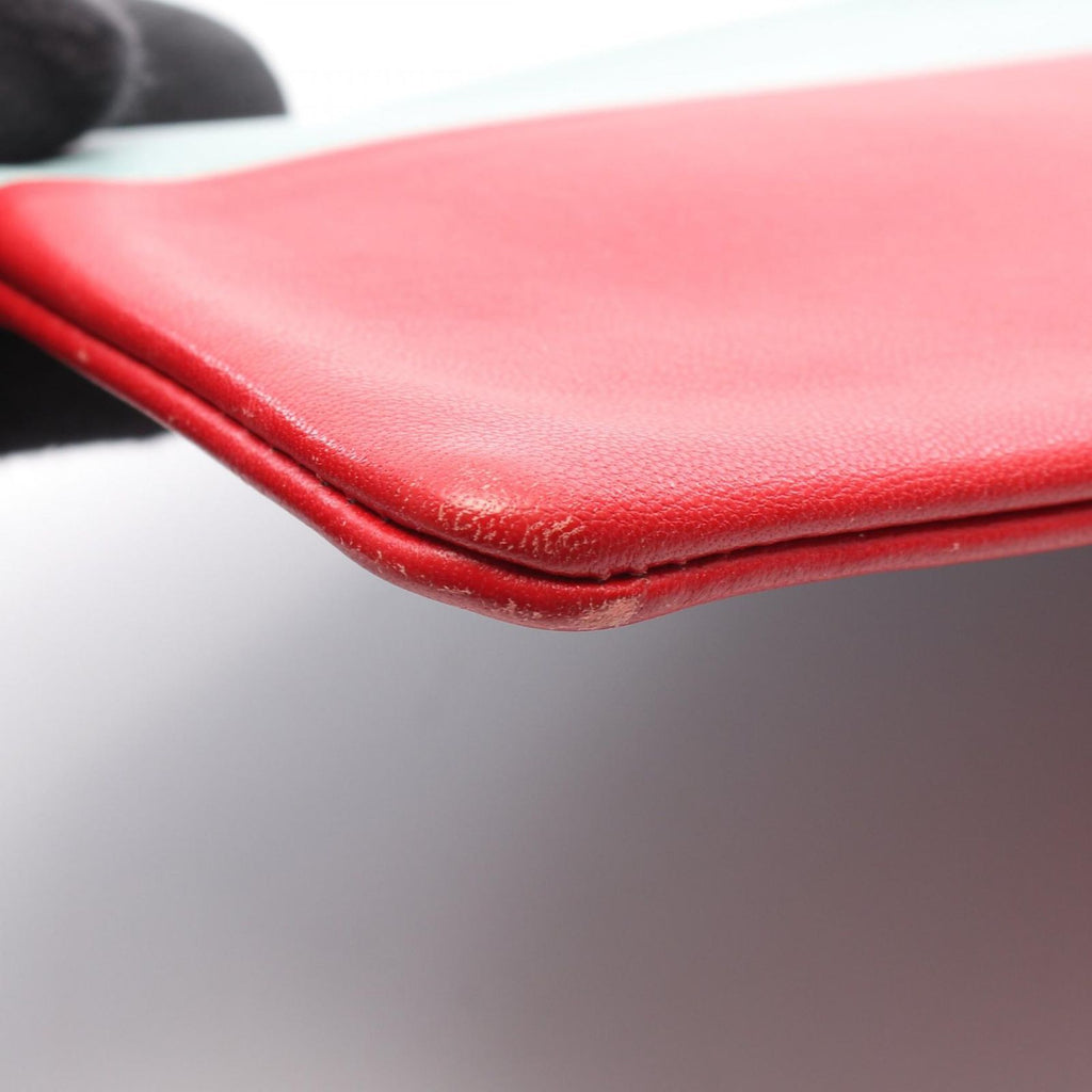 Celine Pouch Solo Bicolor Light Blue Red Leather — view 6