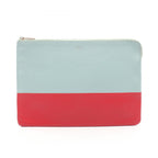 Celine Pouch Solo Bicolor Light Blue Red Leather
