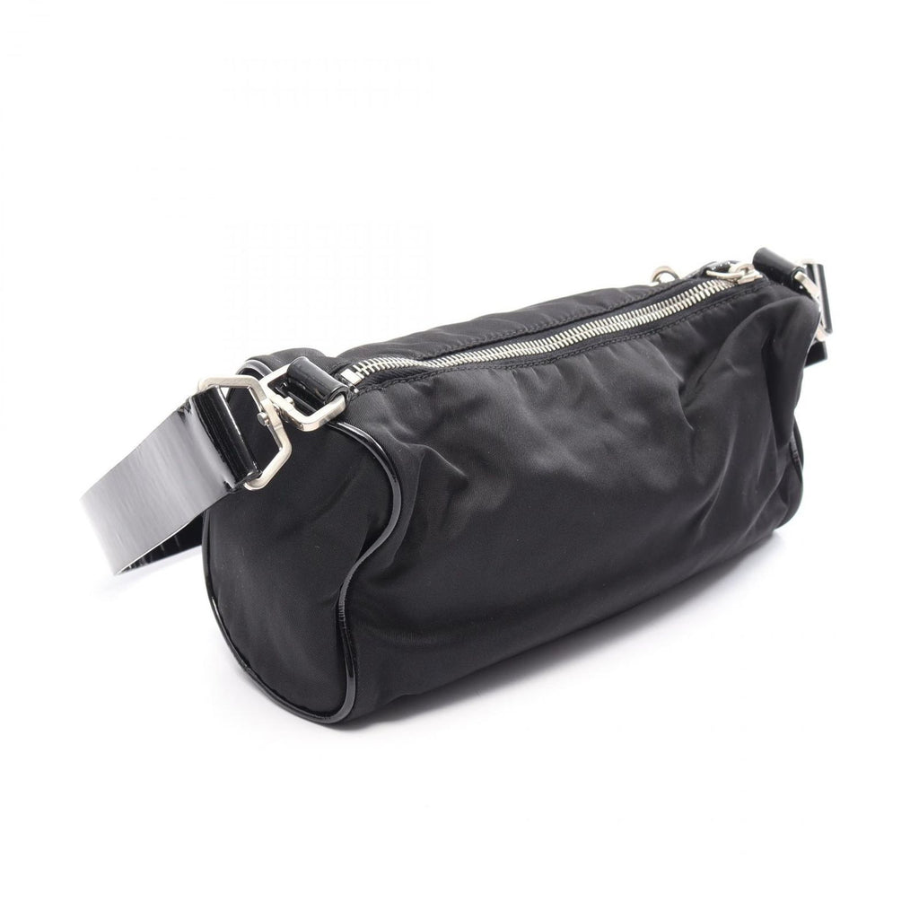 Prada Shoulder Bag Tessuto Saffiano Black Nylon Patent Triangle Logo — view 2