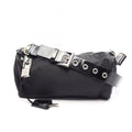 Prada Shoulder Bag Tessuto Saffiano Black Nylon Patent Triangle Logo