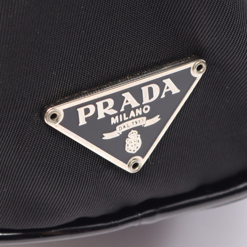 Prada Shoulder Bag Tessuto Saffiano Black Nylon Patent Triangle Logo — view 5