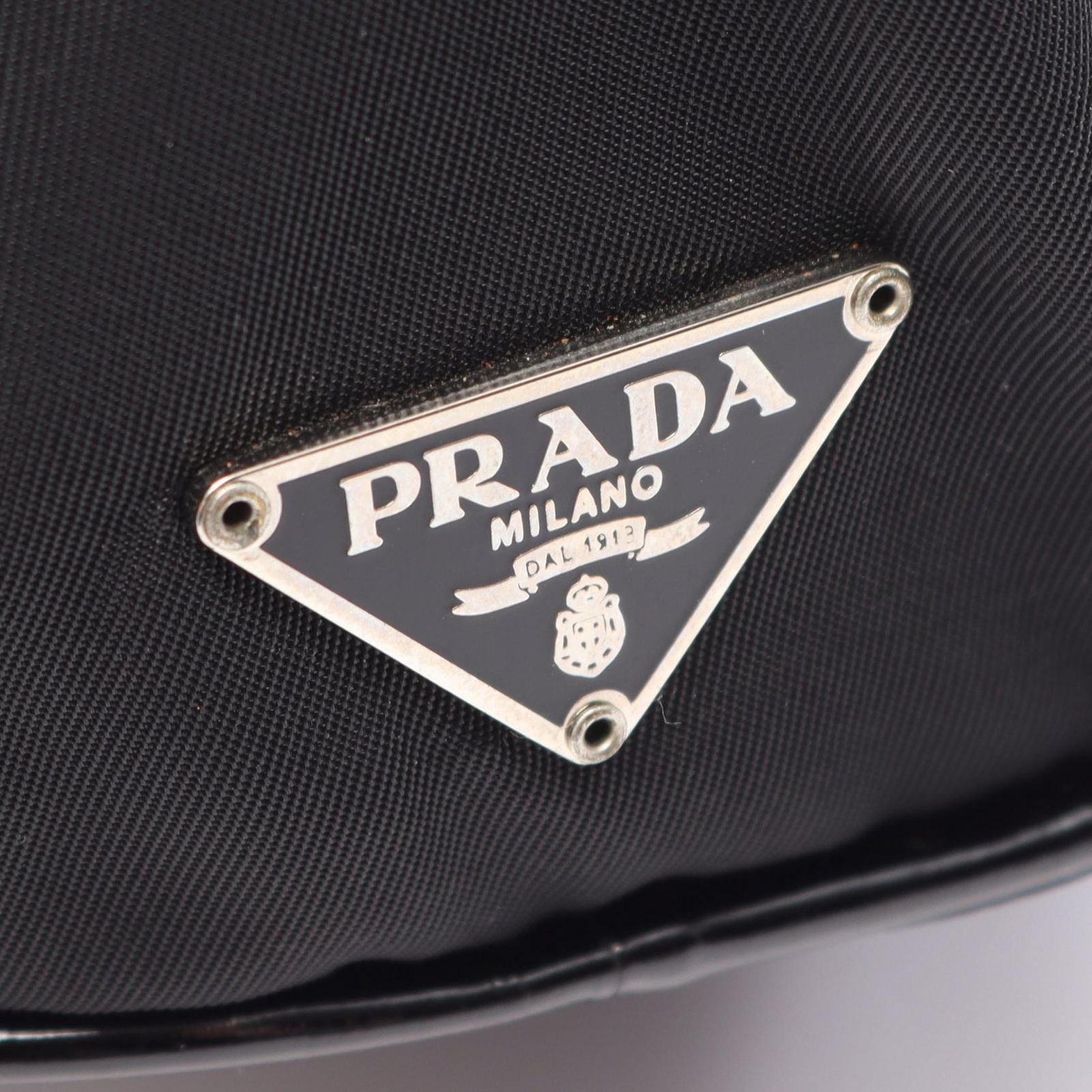 Prada Shoulder Bag Tessuto Saffiano Black Nylon Patent Triangle Logo — view 5