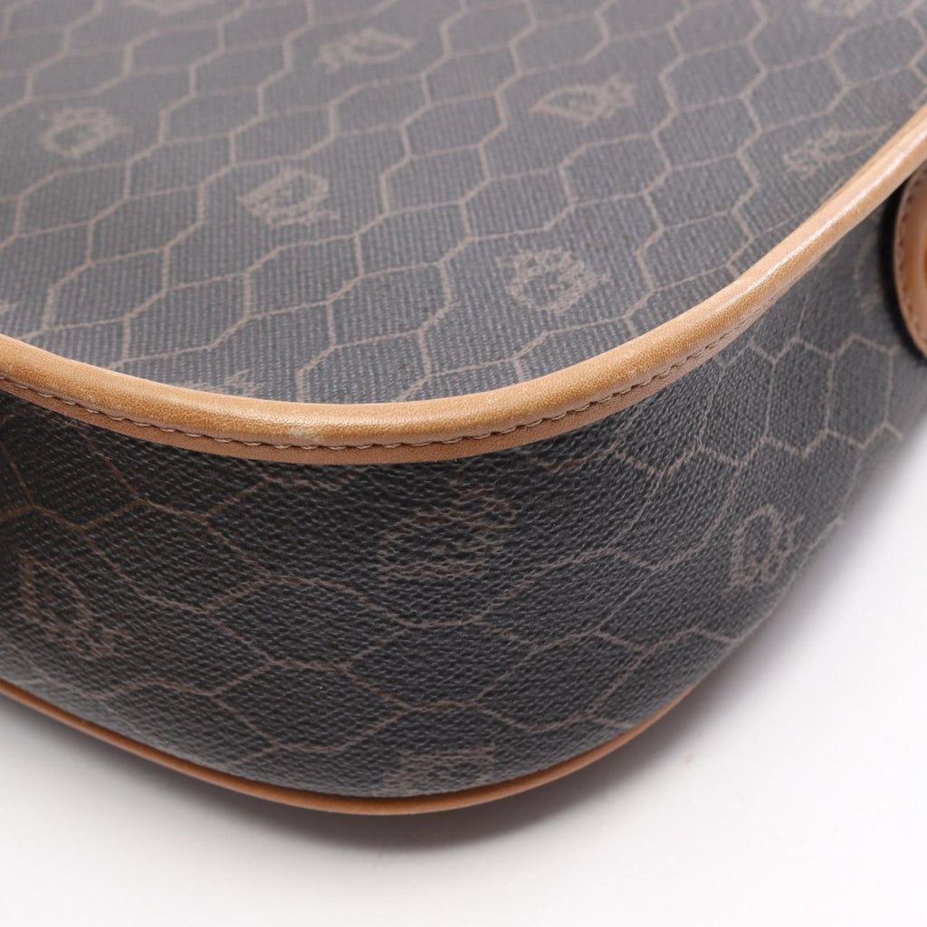 Dior Shoulder Bag Honeycomb Brown Canvas Leather — view 9