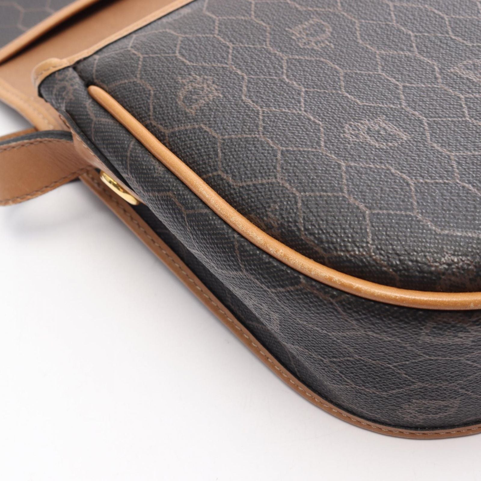 Dior Shoulder Bag Honeycomb Brown Canvas Leather — view 7