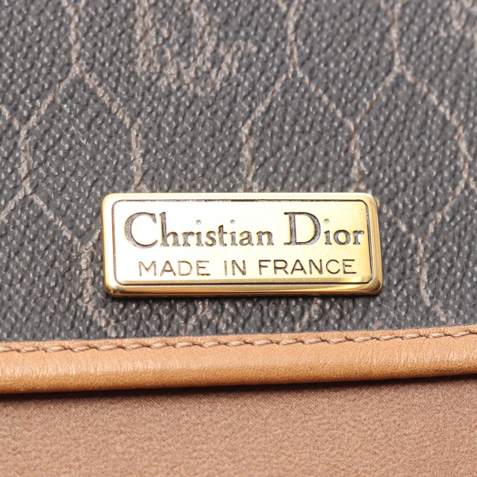 Dior Shoulder Bag Honeycomb Brown Canvas Leather — view 4