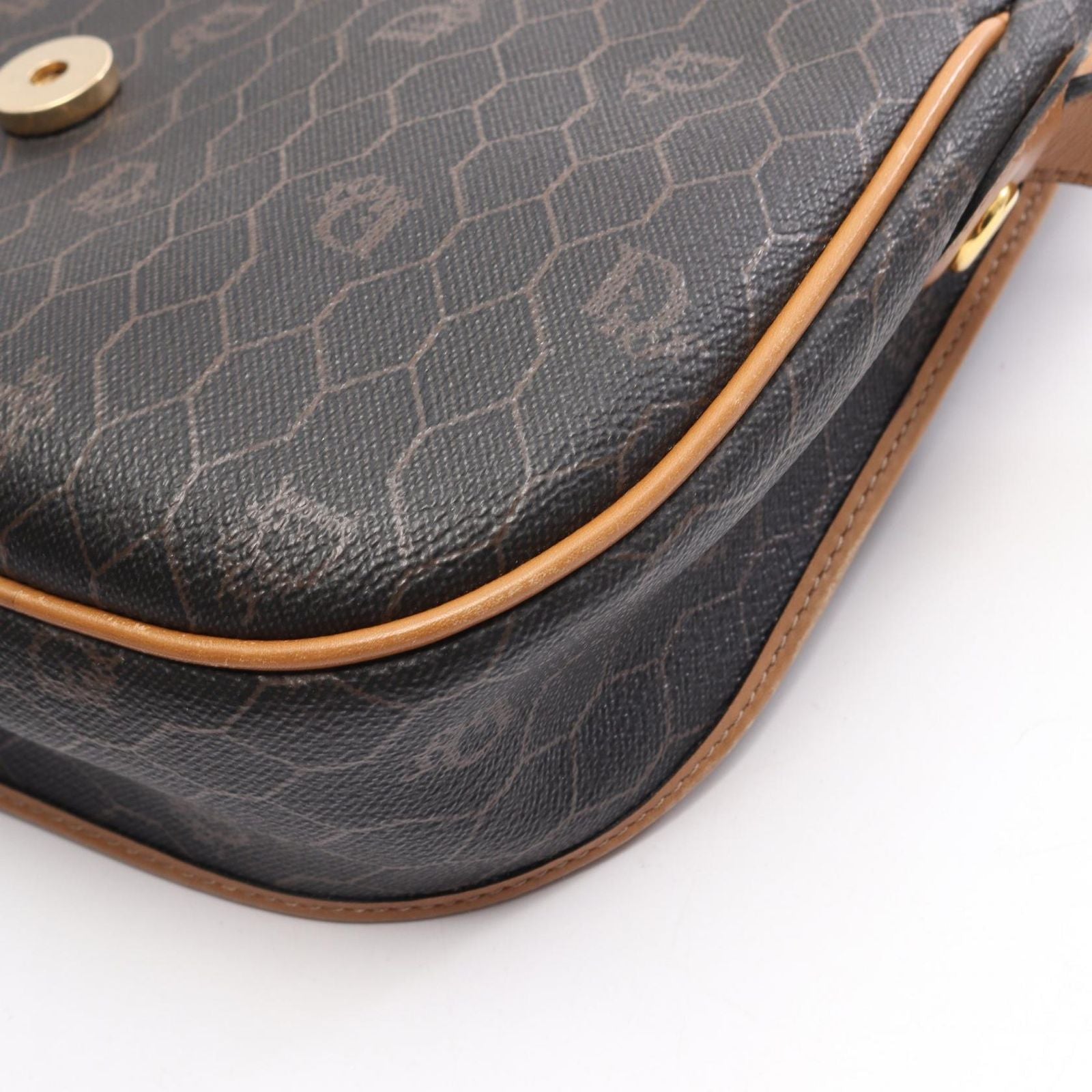 Dior Shoulder Bag Honeycomb Brown Canvas Leather — view 8