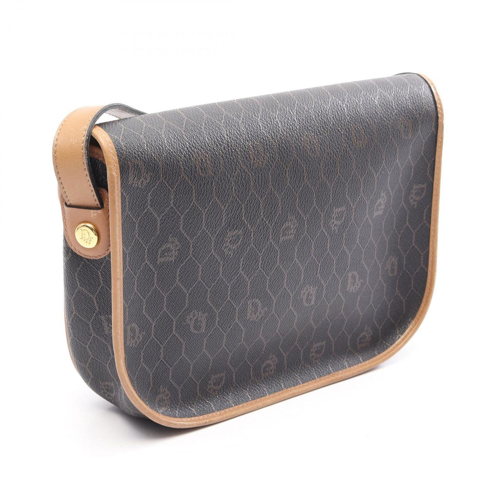 Dior Shoulder Bag Honeycomb Brown Canvas Leather — view 2