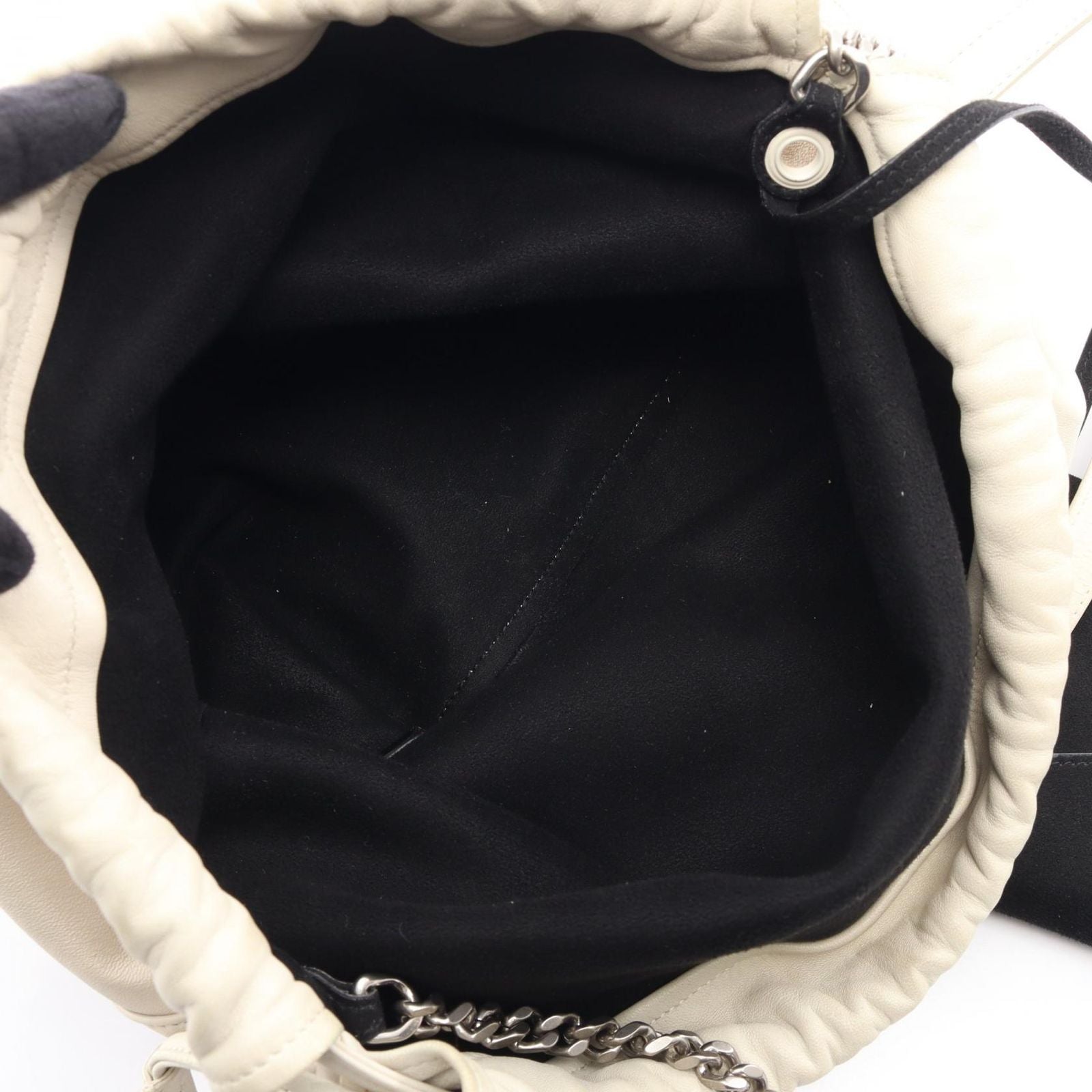 Saint Laurent Paris Shoulder Bag Teddy Drawstring Beige Leather — view 3