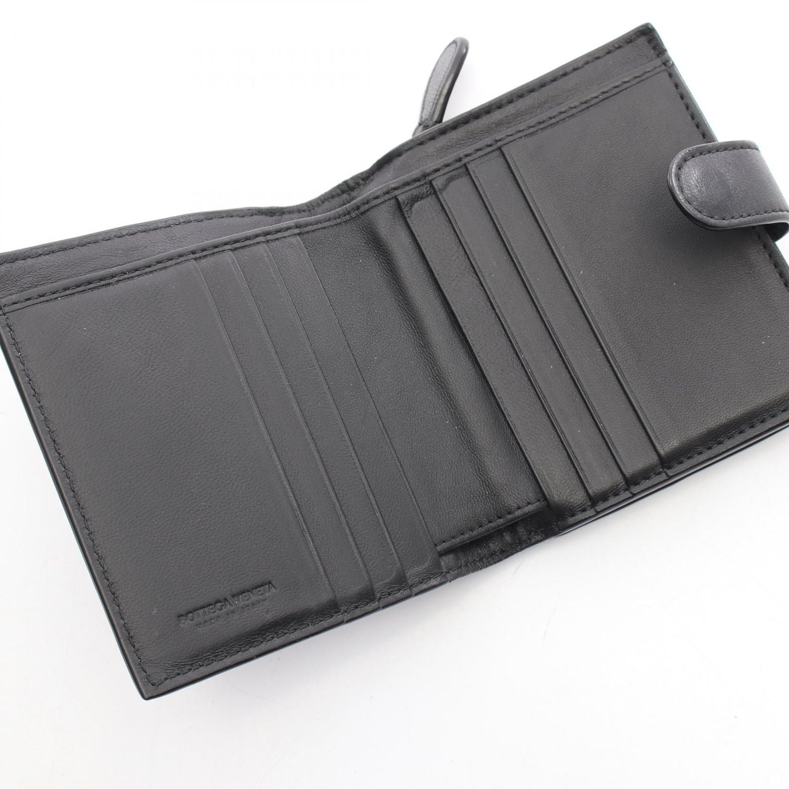Bottega Veneta Bifold Wallet Intrecciato Black Leather — view 3