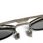 Dior Homme Blacksuit R7u Pantos Two Bridge Round Sunglasses Black Silver Eyewear — view 9