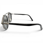 Dior Homme Blacksuit R7u Pantos Two Bridge Round Sunglasses Black Silver Eyewear — view 4