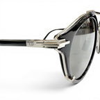 Dior Homme Blacksuit R7u Pantos Two Bridge Round Sunglasses Black Silver Eyewear — view 7