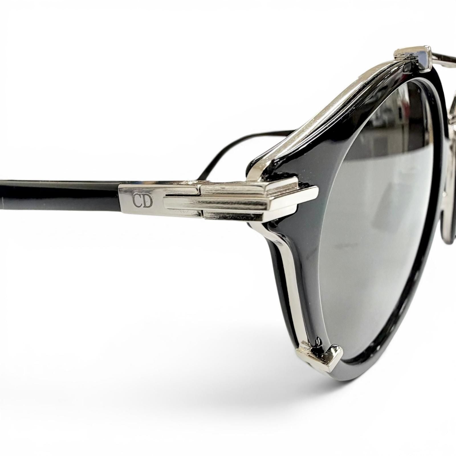 Dior Homme Blacksuit R7u Pantos Two Bridge Round Sunglasses Black Silver Eyewear — view 7