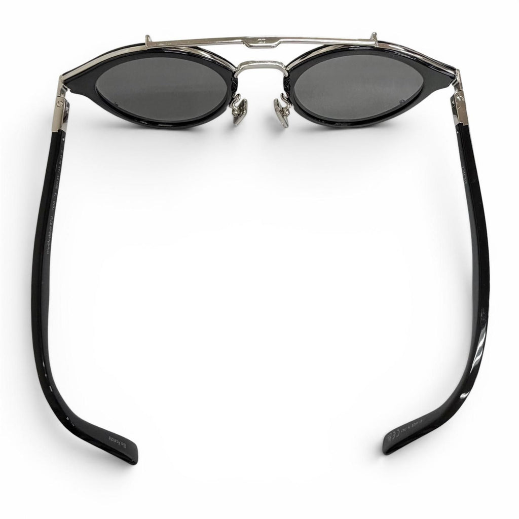 Dior Homme Blacksuit R7u Pantos Two Bridge Round Sunglasses Black Silver Eyewear — view 6