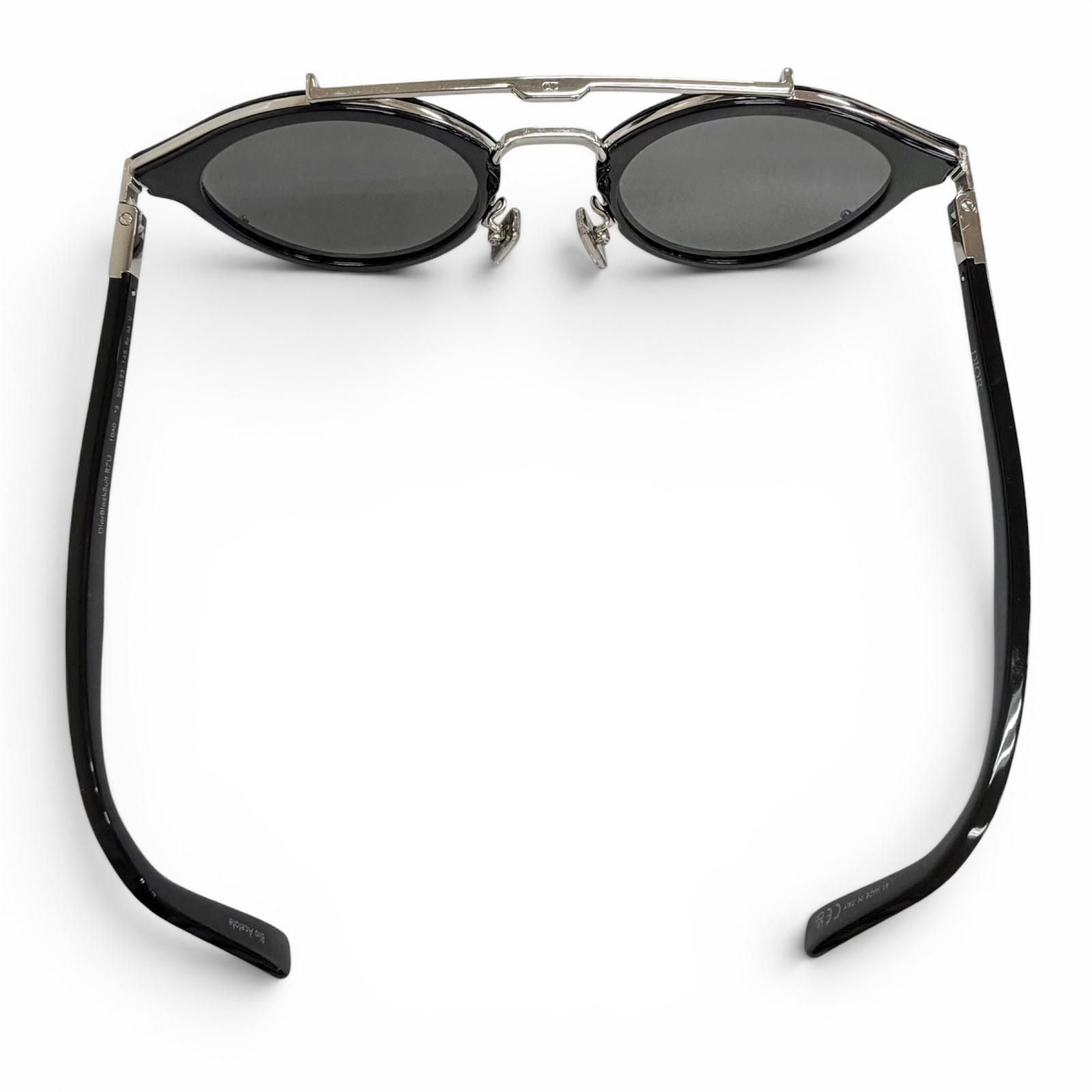 Dior Homme Blacksuit R7u Pantos Two Bridge Round Sunglasses Black Silver Eyewear — view 6