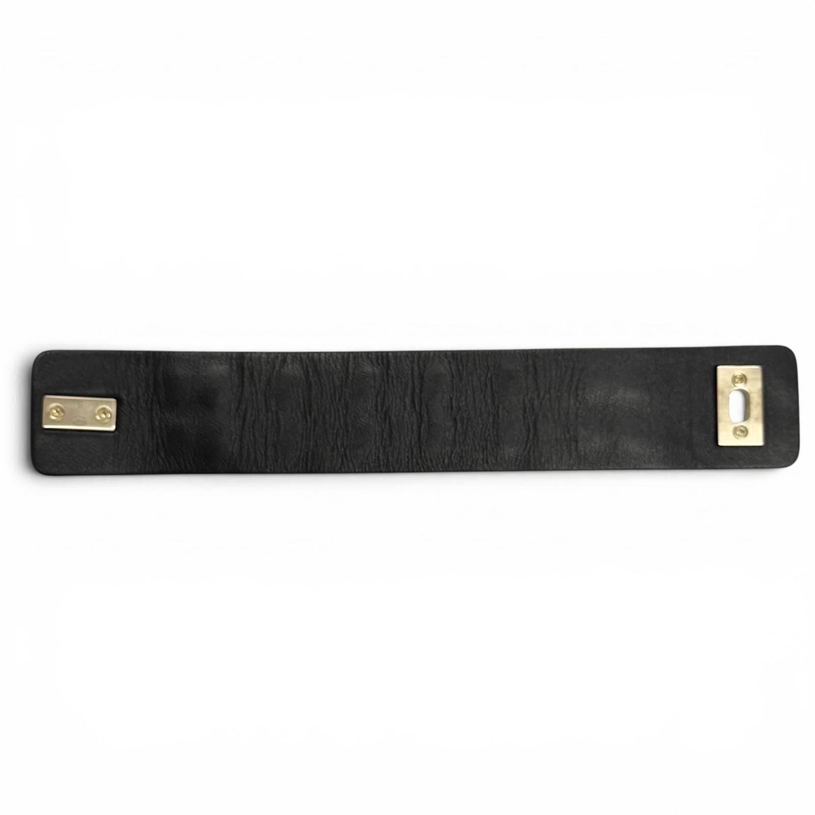 Chanel 18k CC Logo Turnlock Chain Leather Bracelet Black Gold — view 6