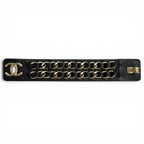 Chanel 18k CC Logo Turnlock Chain Leather Bracelet Black Gold — view 5