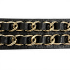 Chanel 18k CC Logo Turnlock Chain Leather Bracelet Black Gold — view 7