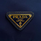 Prada Royal Leather Triangle Logo Tessuto Drawstring Pouch Gold — view 8