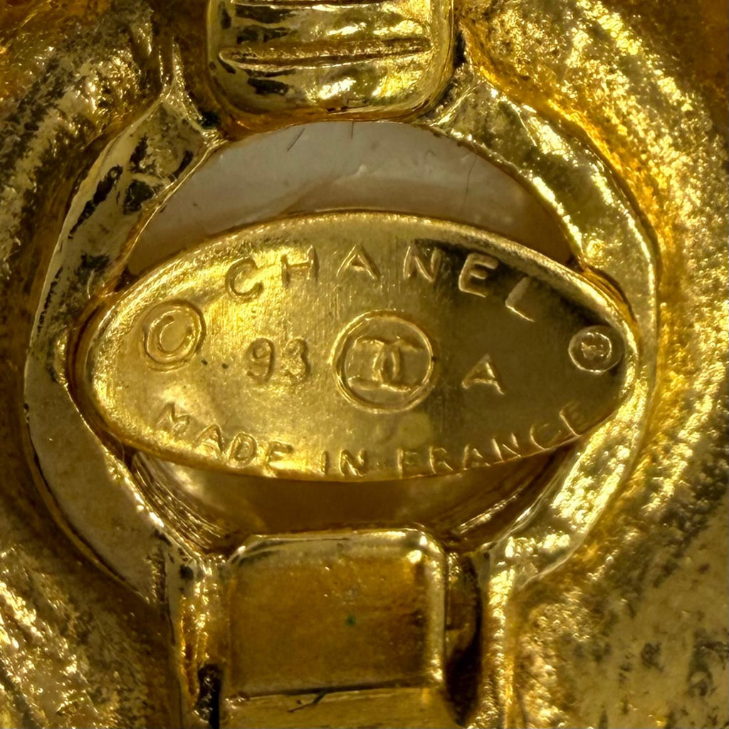 Chanel Vintage Faux Pearl CC Logo Earrings Gold Ivory — view 7