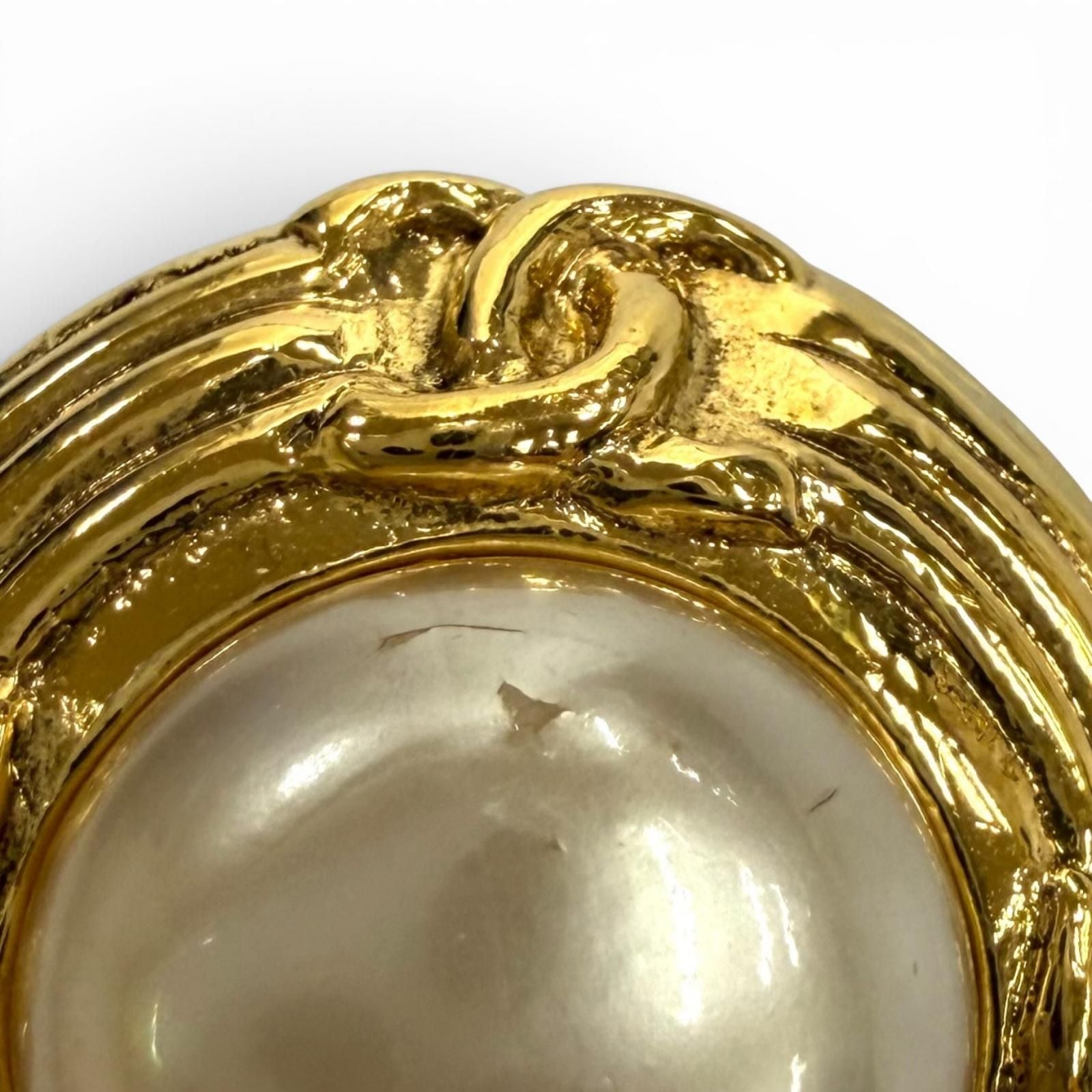 Chanel Vintage Faux Pearl CC Logo Earrings Gold Ivory — view 6