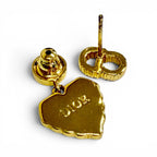 Dior Faux Pearl CD Logo Heart Motif Earrings Fringe for Both Ears Gold Box — view 6