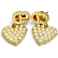 Dior Faux Pearl CD Logo Heart Motif Earrings Fringe for Both Ears Gold Box
