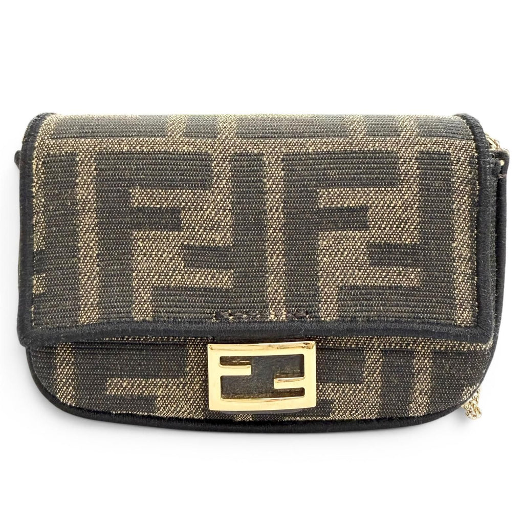 Fendi Nano Bucket FF Logo Zucca Pattern 2-Way Pouch