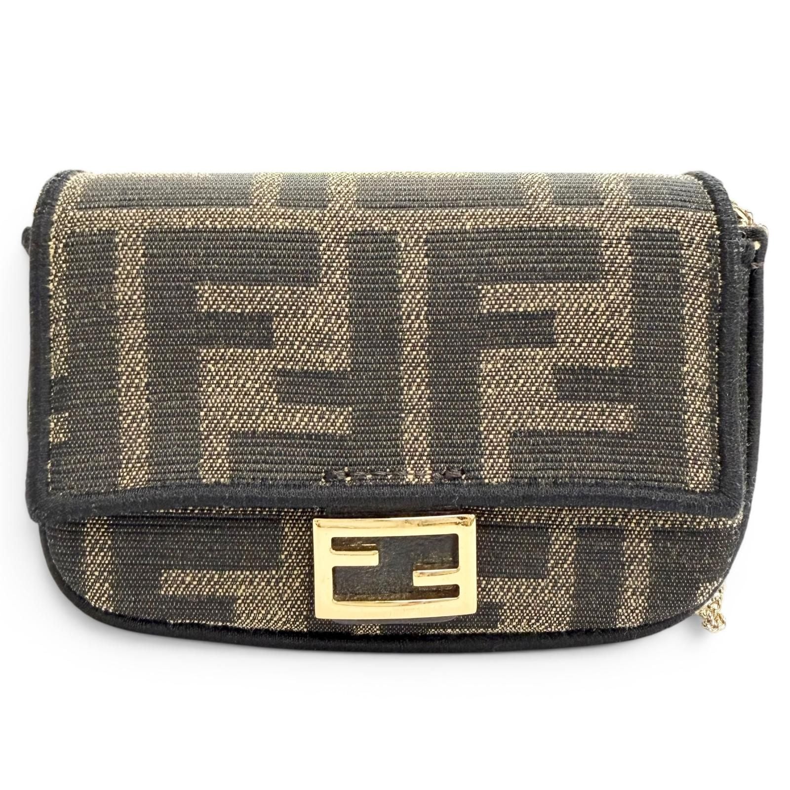 Fendi Nano Bucket FF Logo Zucca Pattern 2-Way Pouch