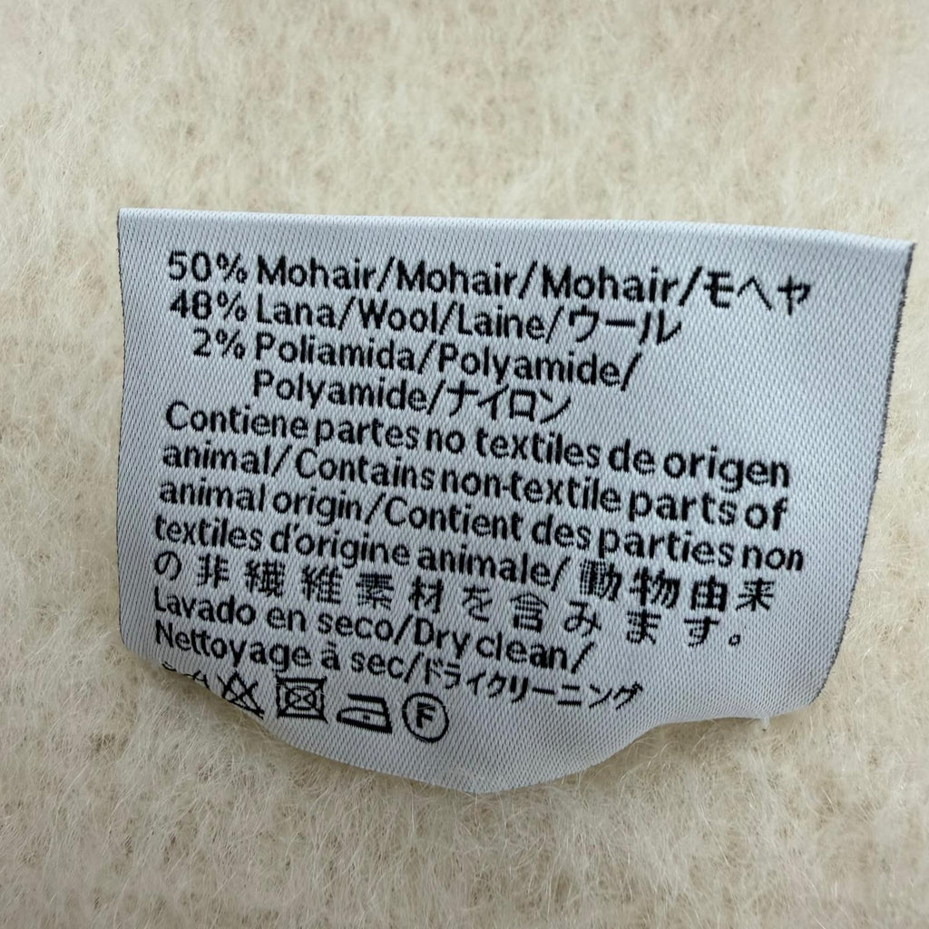 Loewe Mohair Wool Anag Lambskin Patch Fringe Scarf Ivory — view 7
