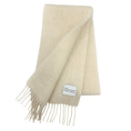 Loewe Mohair Wool Anag Lambskin Patch Fringe Scarf Ivory — view 2