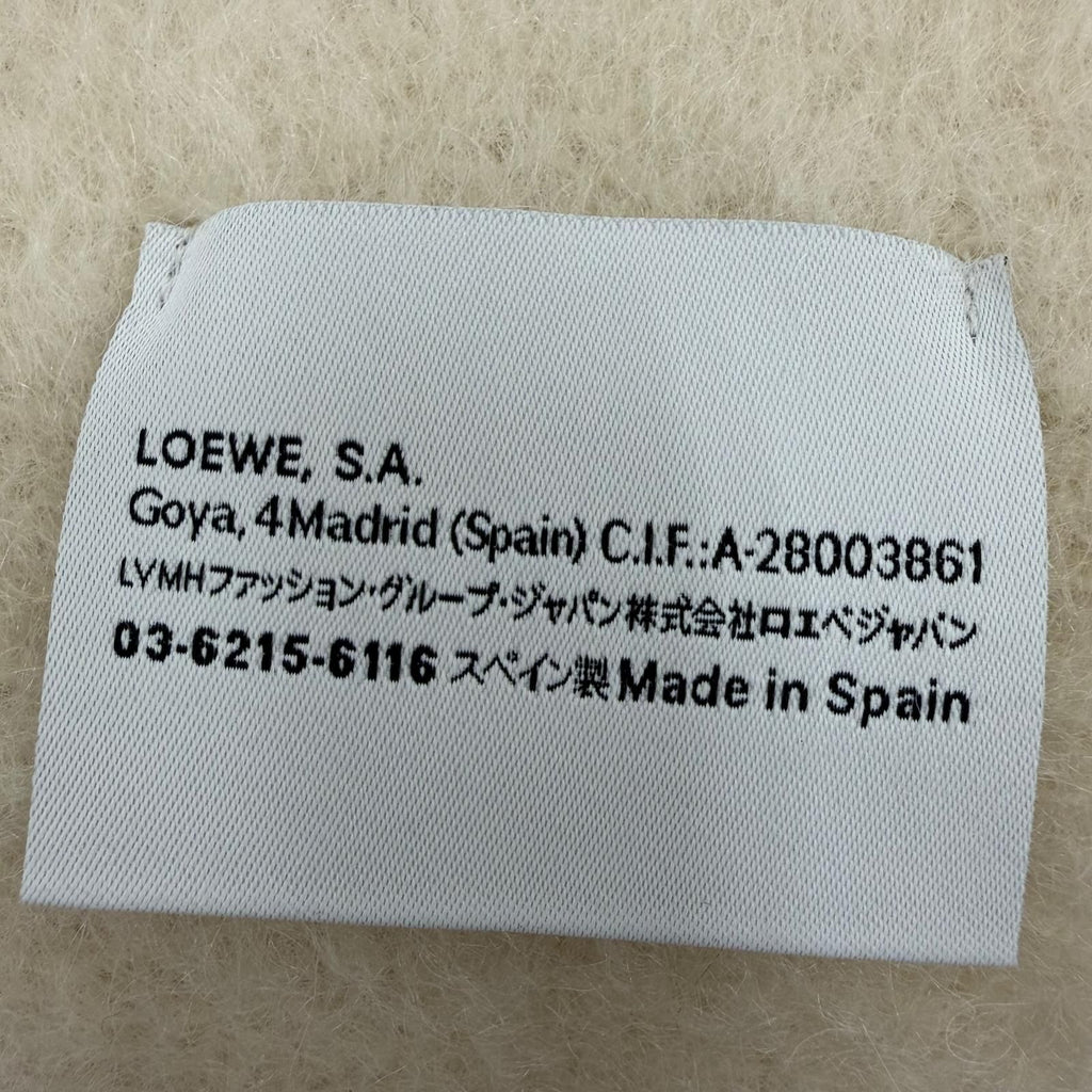 Loewe Mohair Wool Anag Lambskin Patch Fringe Scarf Ivory — view 6
