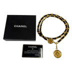 Chanel Vintage CC Logo Cambon Medal Leather Chain Belt Gold Black — view 2