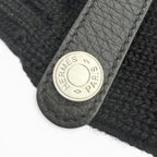 Hermes Lionel Cashmere 100% Series Button Deerskin Leather Knit Gloves Mittens — view 6