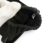 Hermes Lionel Cashmere 100% Series Button Deerskin Leather Knit Gloves Mittens — view 5
