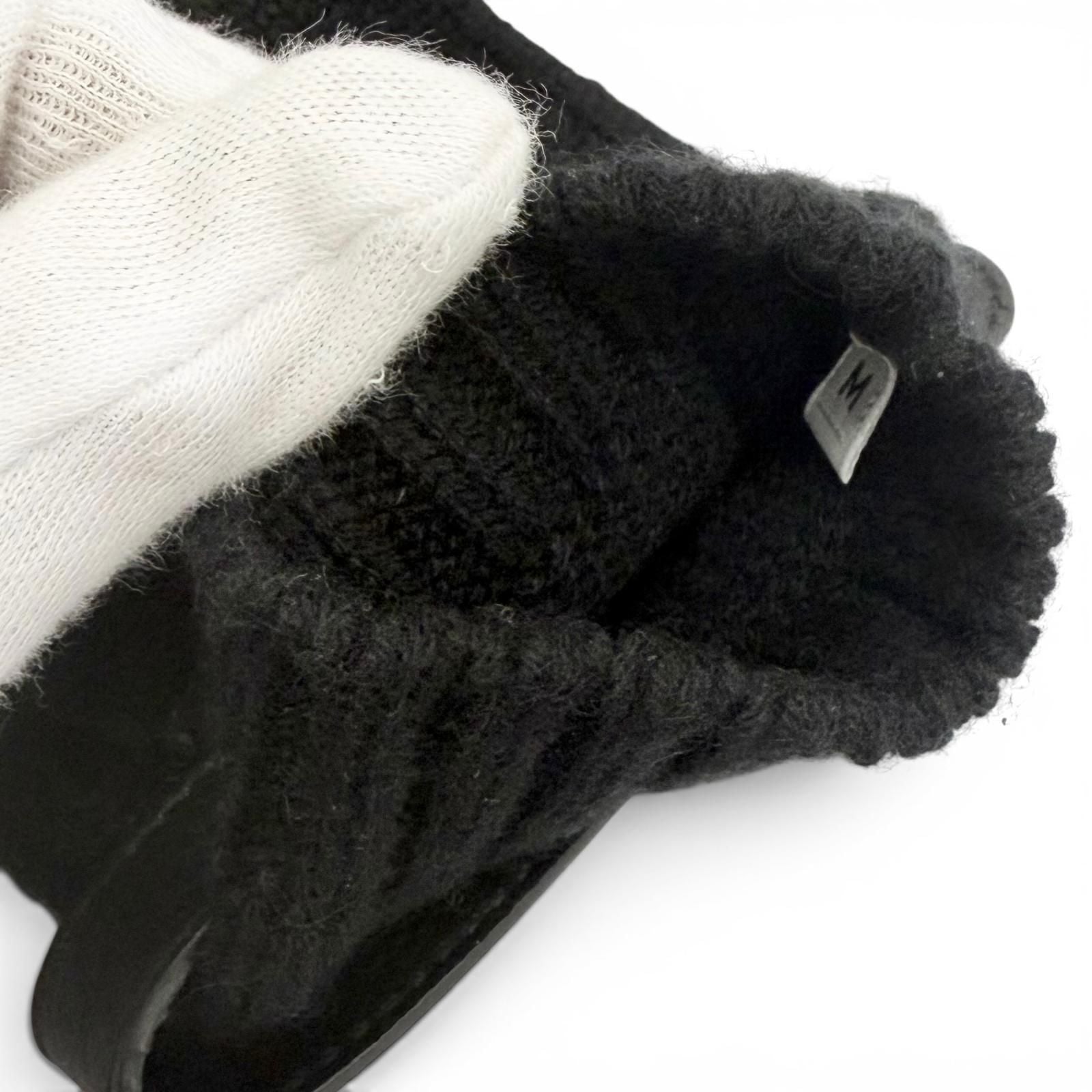Hermes Lionel Cashmere 100% Series Button Deerskin Leather Knit Gloves Mittens — view 5