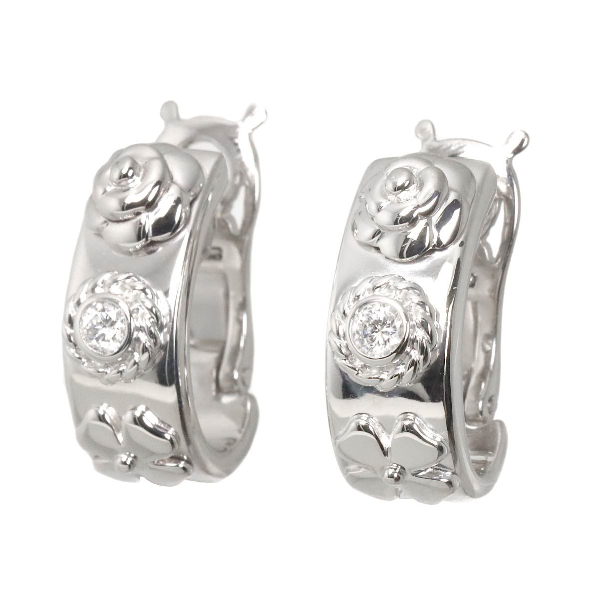 Chanel Three Symbols Diamond Earrings 18k WG White Gold 750 Pierced — view 2