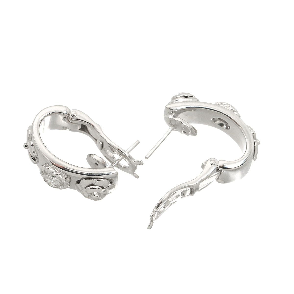 Chanel Three Symbols Diamond Earrings 18k WG White Gold 750 Pierced — view 3