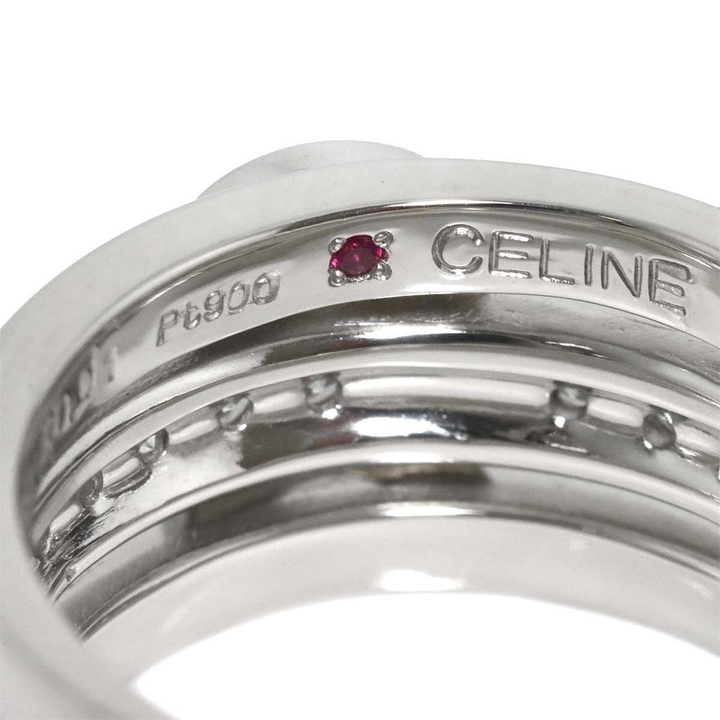 Celine Ring Diamond Ruby Pt Platinum Logo — view 3