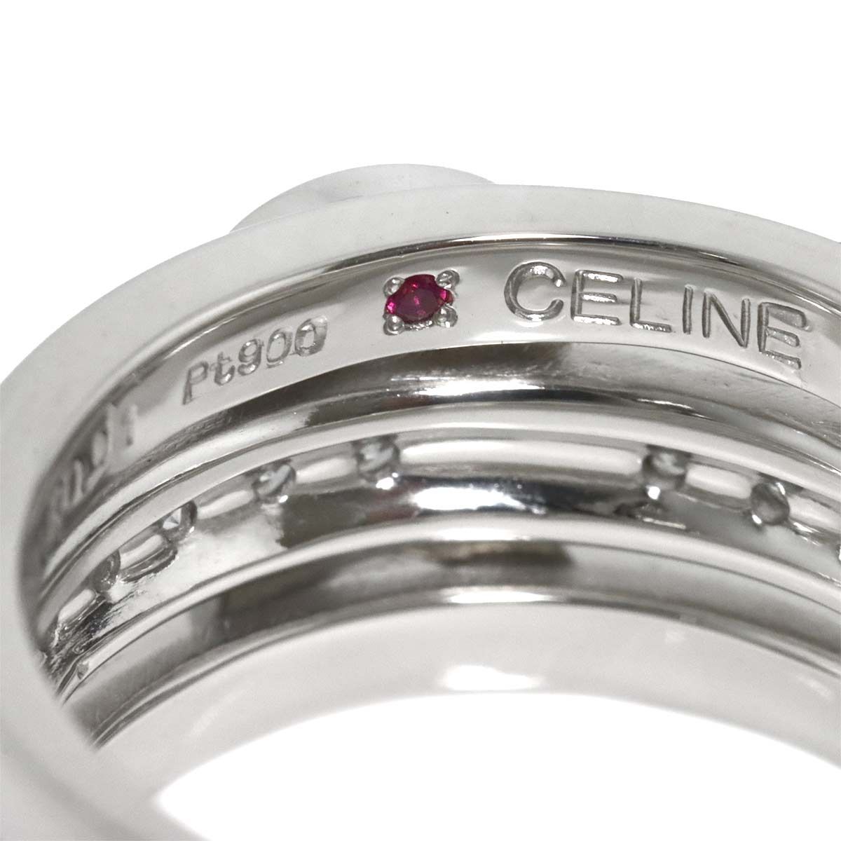 Celine Ring Diamond Ruby Pt Platinum Logo — view 3