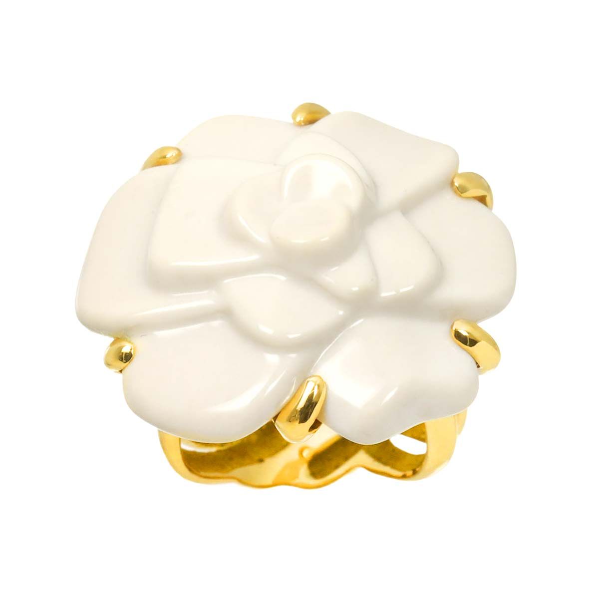 Chanel Camellia Ring Cacholong 18k YG Yellow Gold — view 2