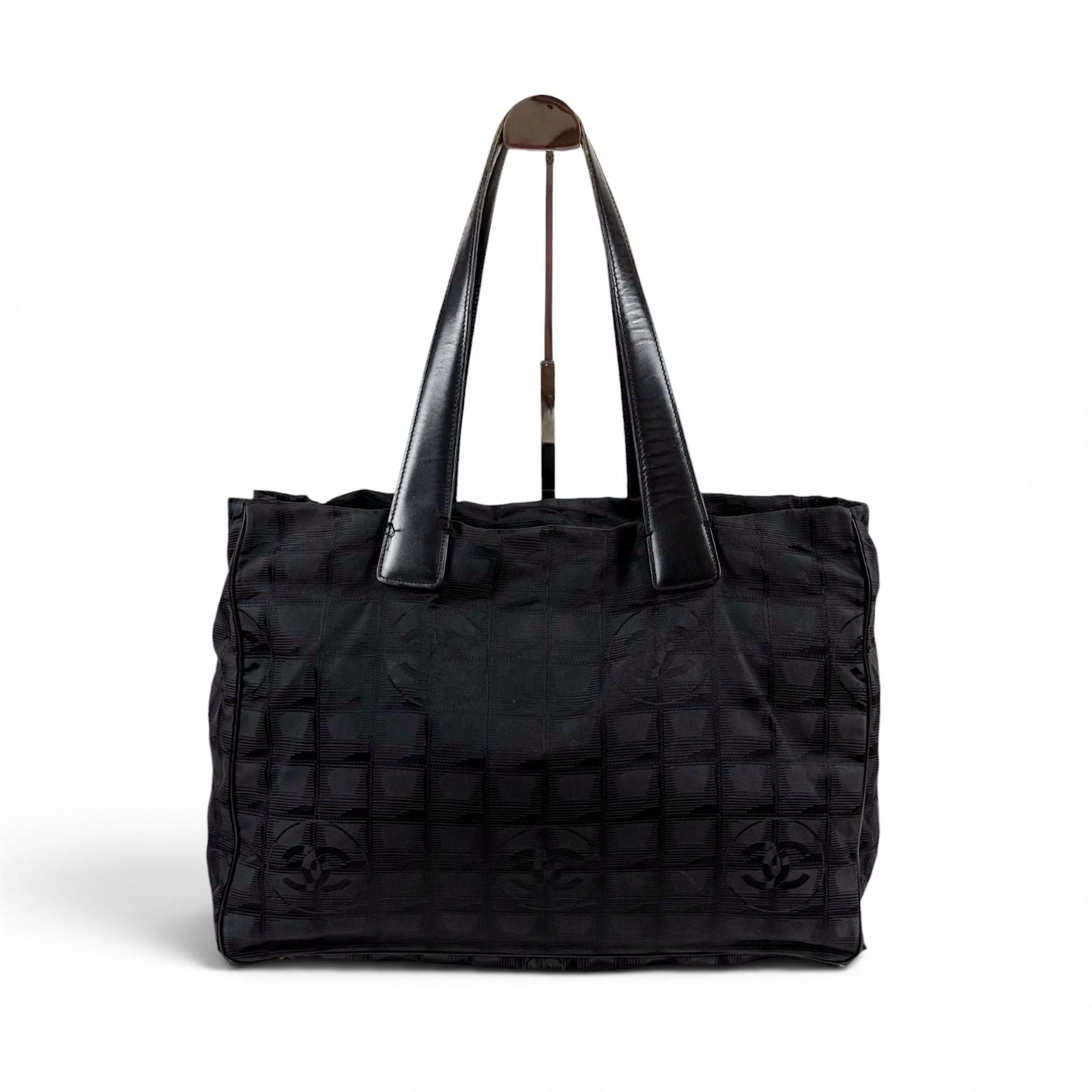 Chanel New Travel Line Tote MM Black Nylon Canvas — view 2