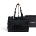 Chanel New Travel Line Tote MM Black Nylon Canvas