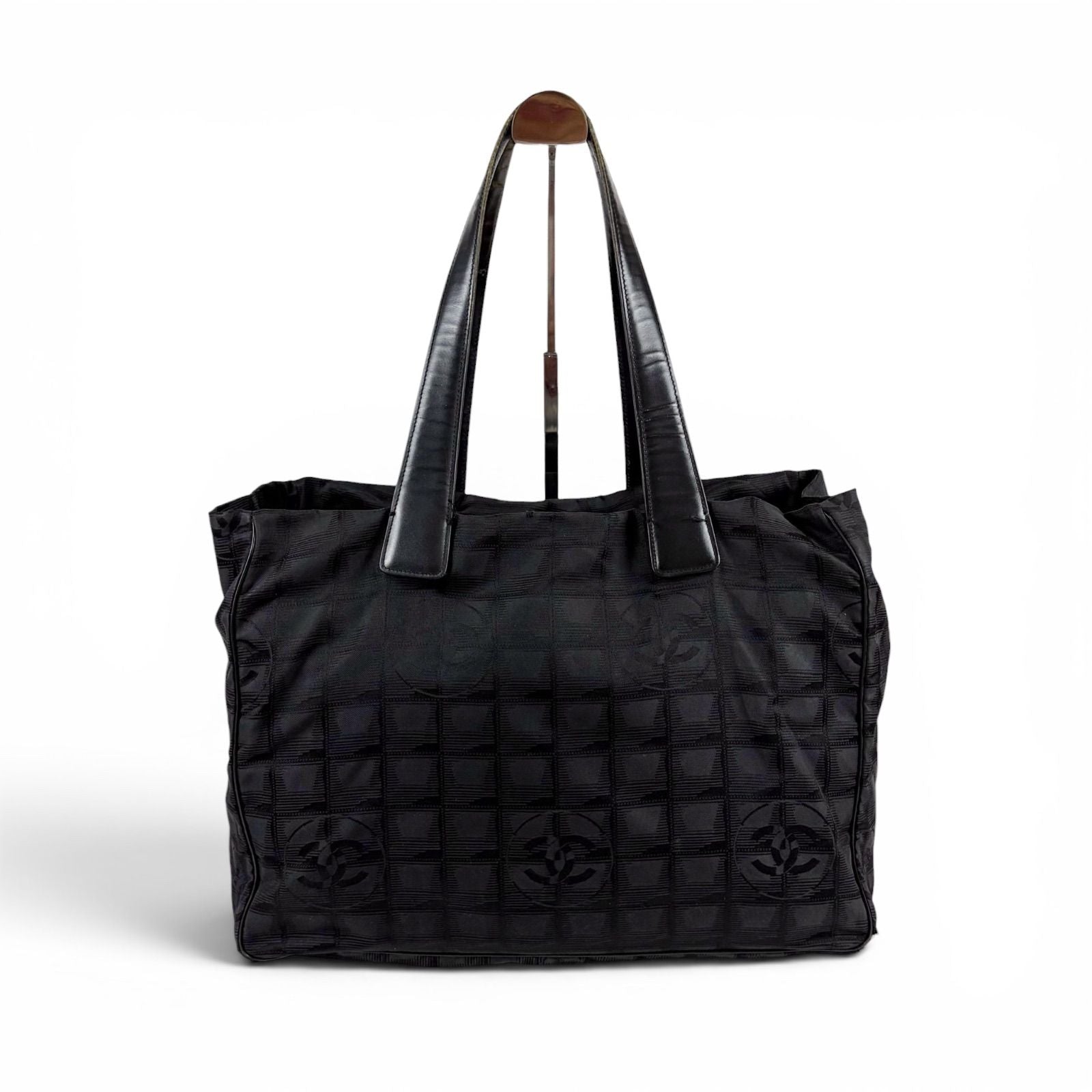 Chanel New Travel Line Tote MM Black Nylon Canvas — view 3