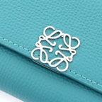 Loewe Lowe Anagram Vertical Wallet Small Pebble Grain Calf Green Trifold — view 5