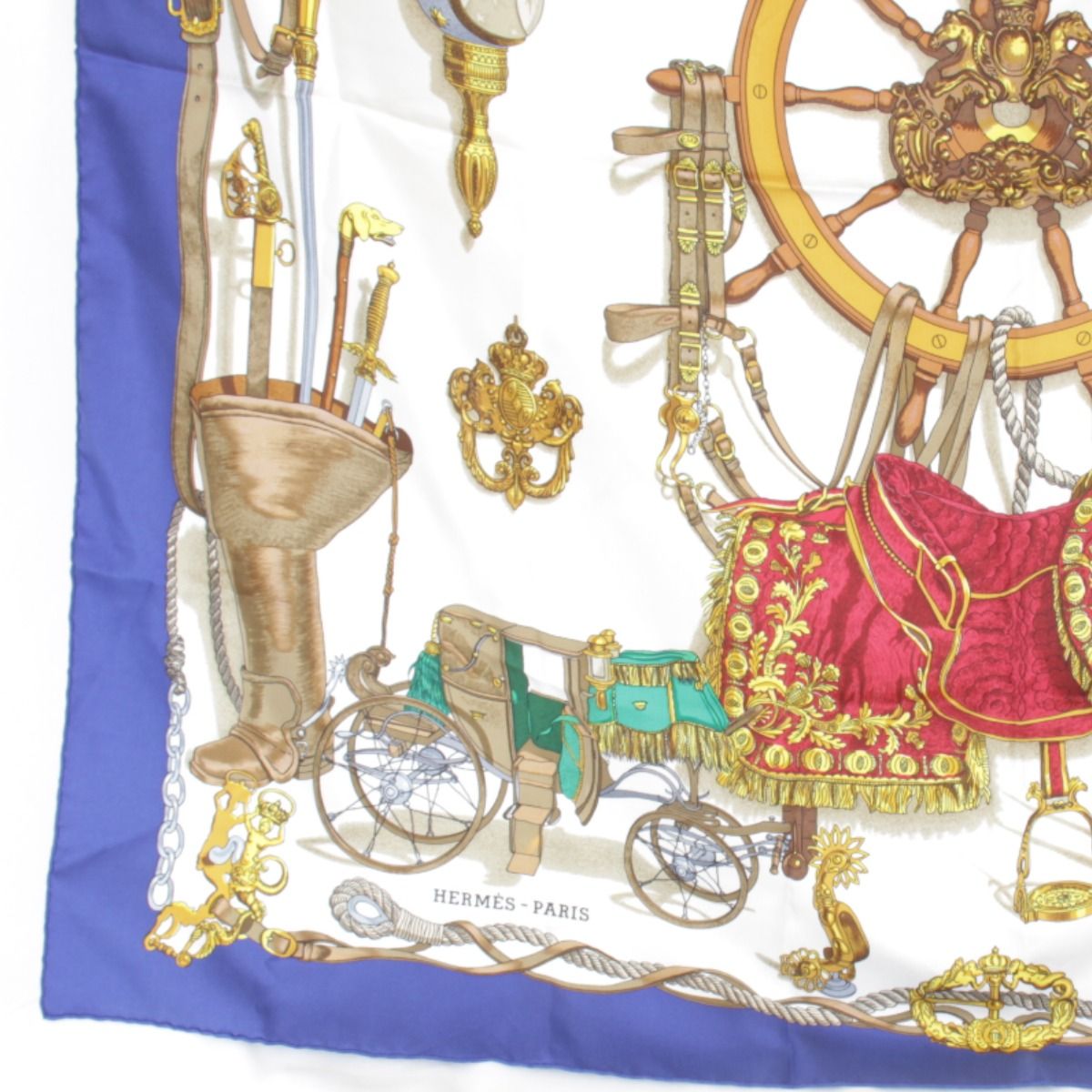 Hermes Carre 90 Museum Scarf Silk Blue — view 4