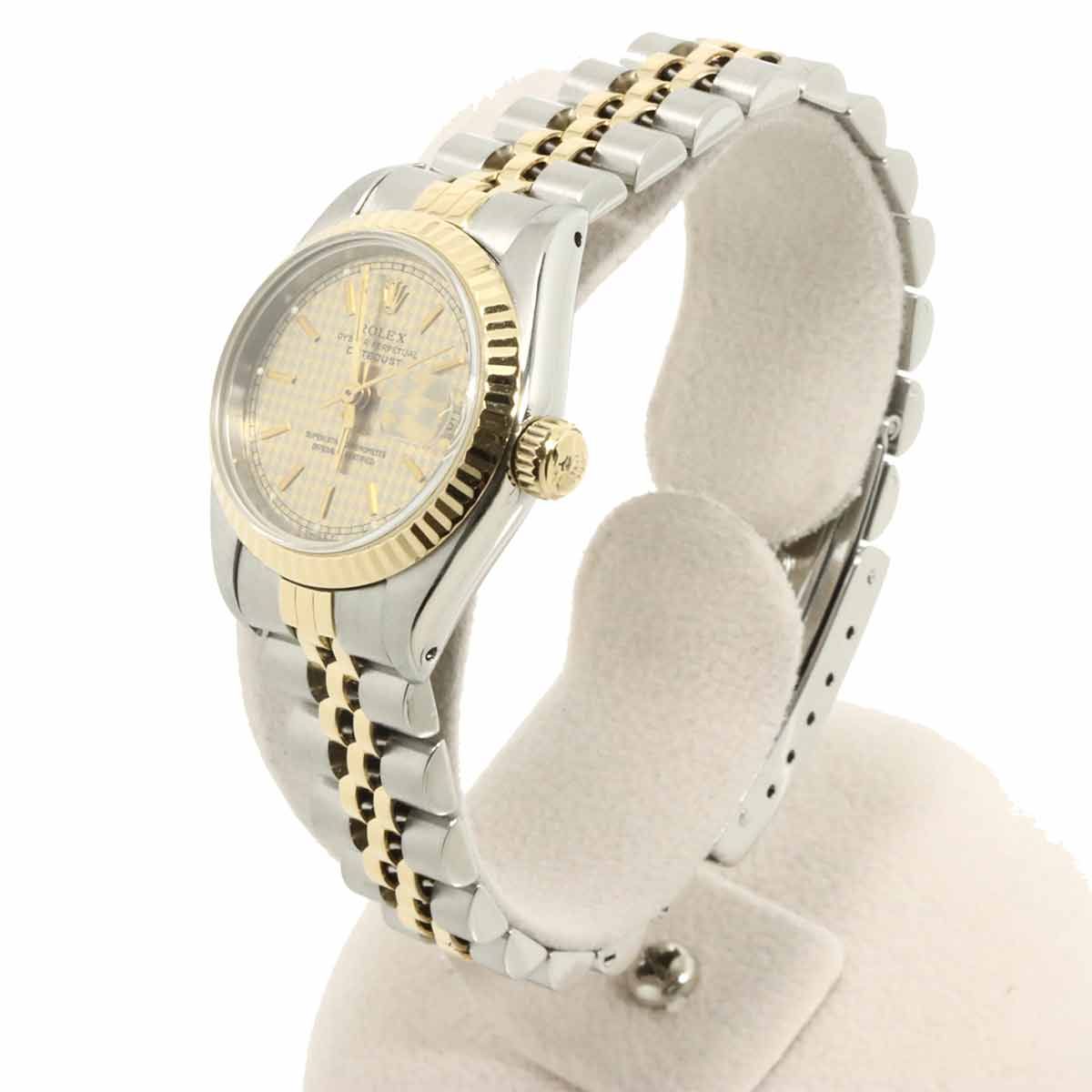 Rolex Datejust Number Houndstooth Watch Champagne 18k Yellow Gold Automatic — view 3