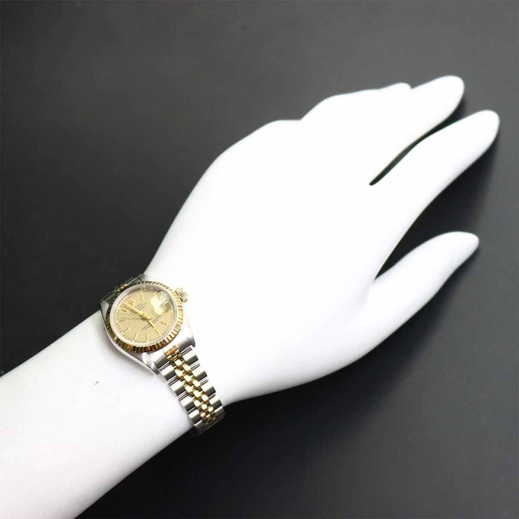 Rolex Datejust Number Houndstooth Watch Champagne 18k Yellow Gold Automatic — view 4